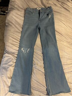 abercrombie kids Light Blue Distressed Flare Jeans